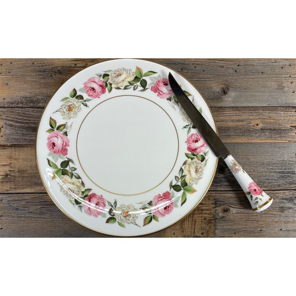 Royal Worcester Royal Garden Elgar Cake Plate & Knife in Original Boxes Chrrty